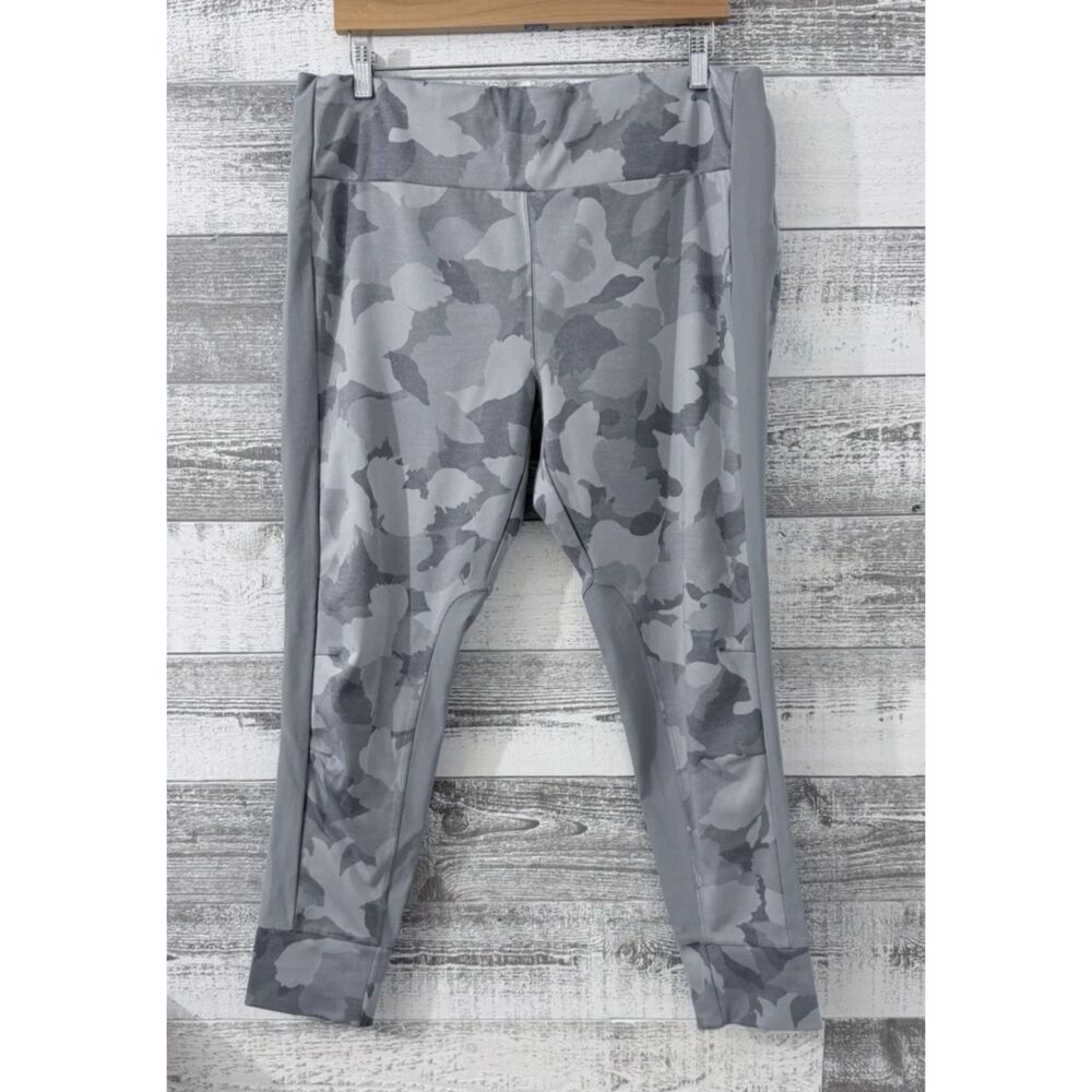 Athleta Pants Womens 1X Essex Camo Hybrid Tight Leggings Gray Zip Pocket Stretch